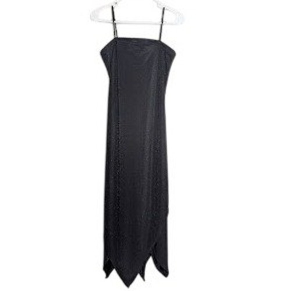 Rocket Candy Womens Glitter Sharkbite Hem Dress M Black Sparkly Fairy Grunge Y2K